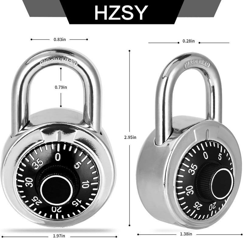 HZSY Combination Padlock 1 Pack, Fixed Dial Combination Padlock with Different Combinations, 2 in. Wide. Black Turntable, Lock for Gym & Locker, School, Toolbox, and More - Image 4
